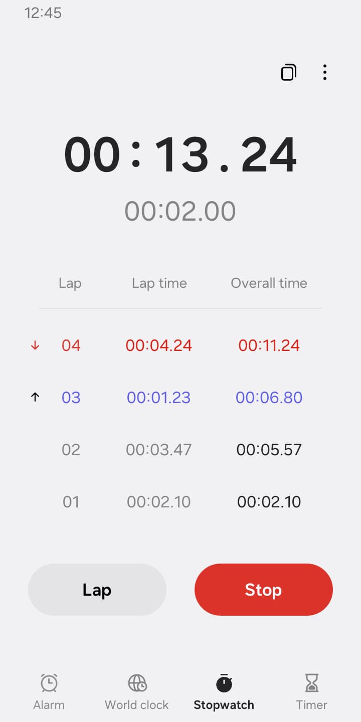 Opcjonalne uprawnienia aplikacji Clock