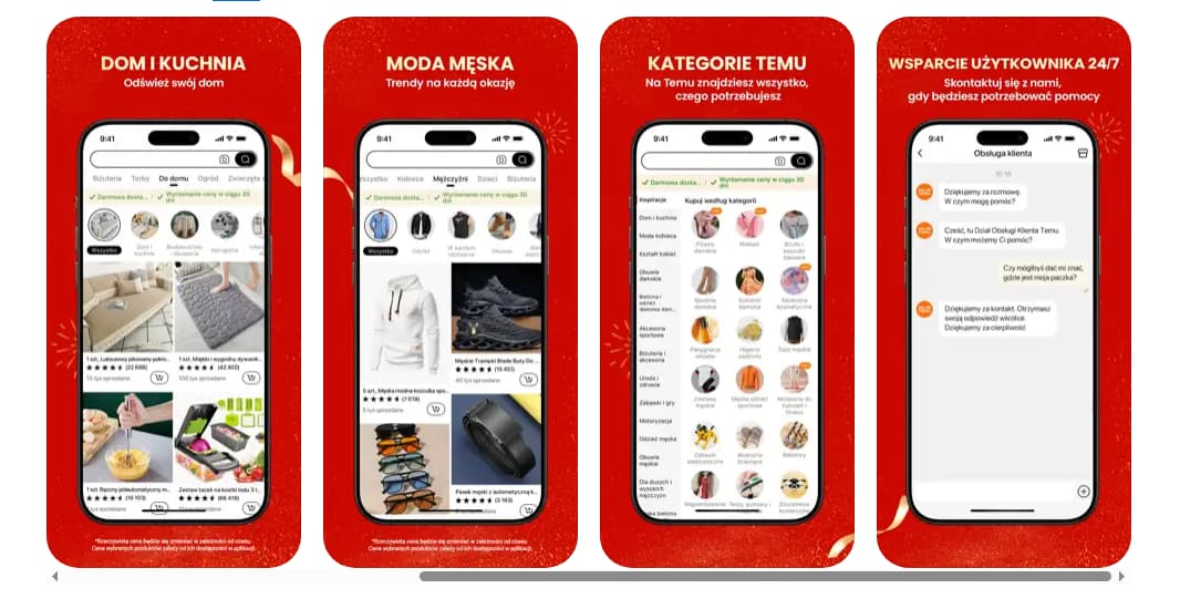 Funkcje aplikacji Temu